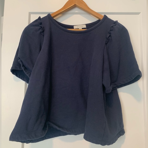 Anthropologie | Remington Top | Blue Short Sleeve Fancy Tee - Picture 3 of 3